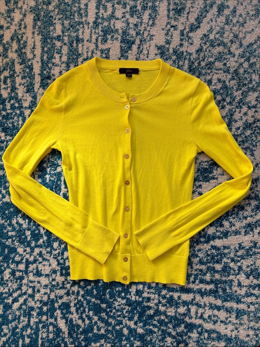 J. Crew Women's Bright Yellow Crewneck Button Cardigan